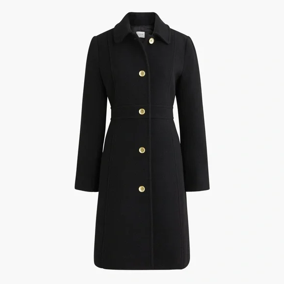 NWT J. Crew Black Wool-blend lady day coat peacoat size 14 - Picture 3 of 7